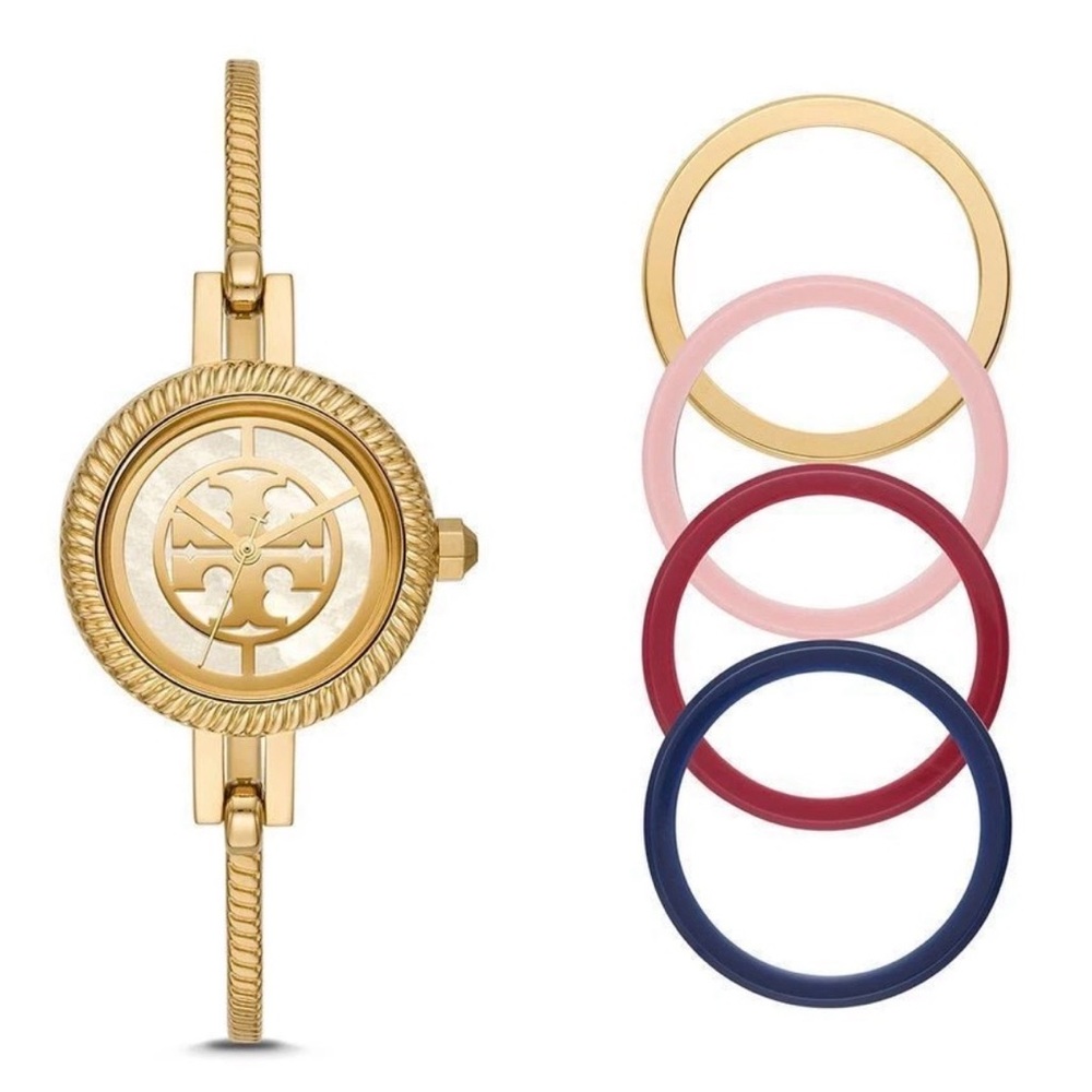 Tory Burch TBW4029 Reva Gold Tone Stainless Steel Bangle Gift Set New